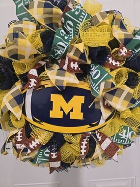 University of Michigan Yellow & Navy Football Wreath